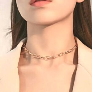NEW Gold Paper Clip Chain Link Clavicle Necklace Choker